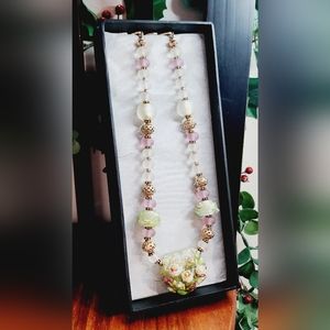 Lampworked glass bead necklace by Dolly Ashles Palmer.